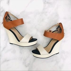 Seychelles Wedge Multicolor Buckle Peep Toe Heels
